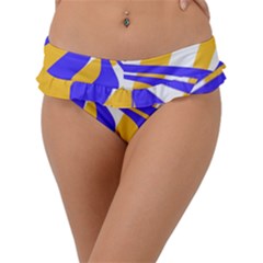 Print Pattern Warp Lines Frill Bikini Bottoms