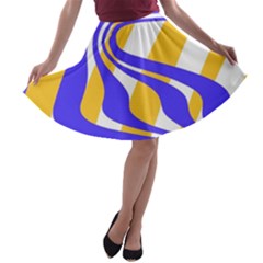 Print Pattern Warp Lines A-line Skater Skirt