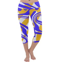 Print Pattern Warp Lines Capri Yoga Leggings