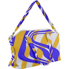 Print Pattern Warp Lines Canvas Crossbody Bag