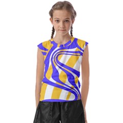 Print Pattern Warp Lines Kids  Raglan Cap Sleeve T-Shirt