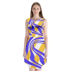 Print Pattern Warp Lines Sleeveless Chiffon Dress  