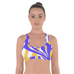 Print Pattern Warp Lines Cross Back Sports Bra by Cemarart