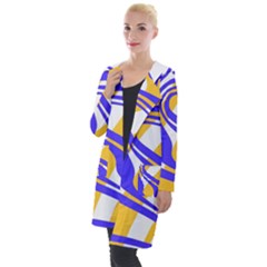 Print Pattern Warp Lines Hooded Pocket Cardigan