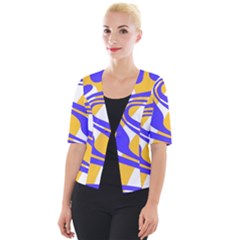 Print Pattern Warp Lines Cropped Button Cardigan