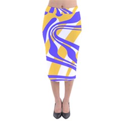 Print Pattern Warp Lines Velvet Midi Pencil Skirt