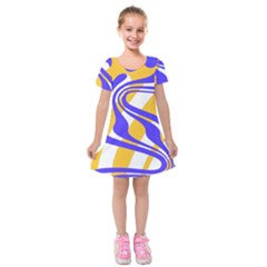 Print Pattern Warp Lines Kids  Short Sleeve Velvet Dress