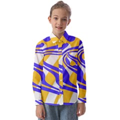 Print Pattern Warp Lines Kids  Long Sleeve Shirt