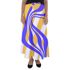 Print Pattern Warp Lines Flared Maxi Skirt