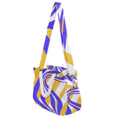 Print Pattern Warp Lines Rope Handles Shoulder Strap Bag