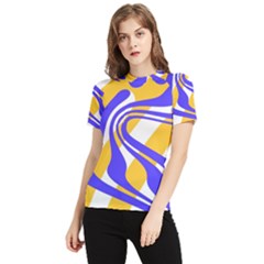 Print Pattern Warp Lines Women s Short Sleeve Rash Guard