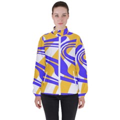 Print Pattern Warp Lines Women s High Neck Windbreaker