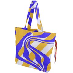 Print Pattern Warp Lines Drawstring Tote Bag