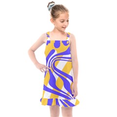 Print Pattern Warp Lines Kids  Overall Dress