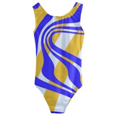 Print Pattern Warp Lines Kids  Cut-Out Back One Piece Swimsuit