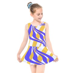 Print Pattern Warp Lines Kids  Skater Dress Swimsuit