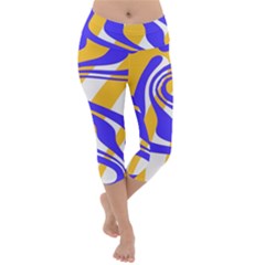 Print Pattern Warp Lines Lightweight Velour Capri Yoga Leggings