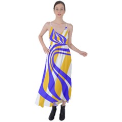 Print Pattern Warp Lines Tie Back Maxi Dress