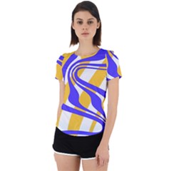 Print Pattern Warp Lines Back Cut Out Sport T-Shirt