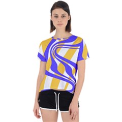 Print Pattern Warp Lines Open Back Sport T-shirt by Cemarart