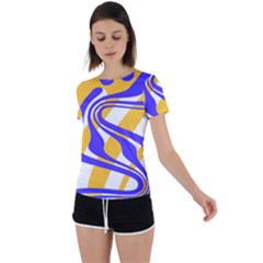 Print Pattern Warp Lines Back Circle Cutout Sports T-Shirt