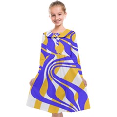 Print Pattern Warp Lines Kids  Midi Sailor Dress