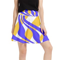 Print Pattern Warp Lines Waistband Skirt