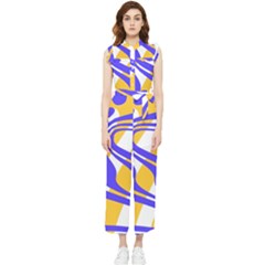 Print Pattern Warp Lines Women s Frill Top Chiffon Jumpsuit