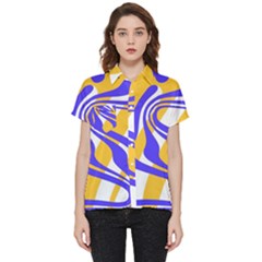 Print Pattern Warp Lines Short Sleeve Pocket Shirt