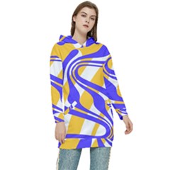 Print Pattern Warp Lines Women s Long Oversized Pullover Hoodie