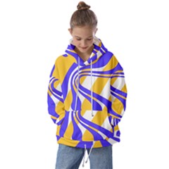 Print Pattern Warp Lines Kids  Oversized Hoodie