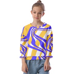 Print Pattern Warp Lines Kids  Cuff Sleeve Top