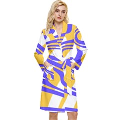 Print Pattern Warp Lines Long Sleeve Velvet Robe