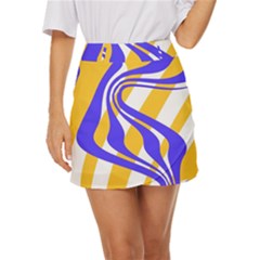 Print Pattern Warp Lines Mini Front Wrap Skirt