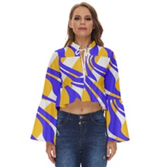 Print Pattern Warp Lines Boho Long Bell Sleeve Top