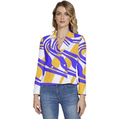 Print Pattern Warp Lines Women s Long Sleeve Revers Collar Cropped Jacket