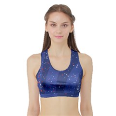 Texture Multicolour Ink Dip Flare Sports Bra With Border by Cemarart