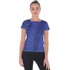 Texture Multicolour Ink Dip Flare Short Sleeve Sports Top  by Cemarart