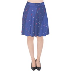 Texture Multicolour Ink Dip Flare Velvet High Waist Skirt by Cemarart