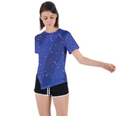 Texture Multicolour Ink Dip Flare Asymmetrical Short Sleeve Sports T-shirt by Cemarart