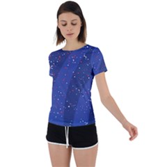 Texture Multicolour Ink Dip Flare Back Circle Cutout Sports T-shirt by Cemarart