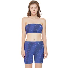 Texture Multicolour Ink Dip Flare Stretch Shorts And Tube Top Set by Cemarart