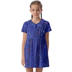 Texture Multicolour Ink Dip Flare Kids  Asymmetric Collar Dress by Cemarart