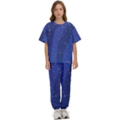 Texture Multicolour Ink Dip Flare Kids  T-shirt And Pants Sports Set by Cemarart