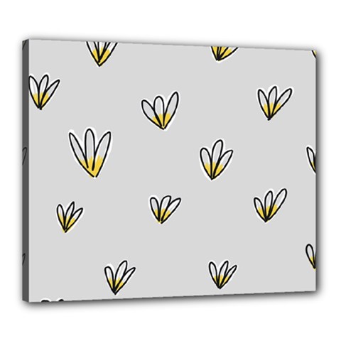 Pattern Leaves Daisies Print Canvas 24  X 20  (stretched) by Cemarart