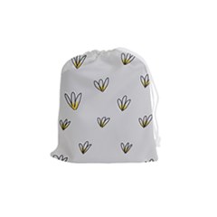 Pattern Leaves Daisies Print Drawstring Pouch (medium) by Cemarart