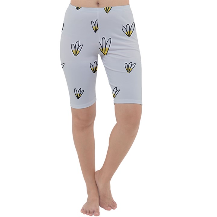 Pattern Leaves Daisies Print Cropped Leggings 