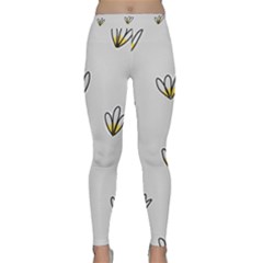 Pattern Leaves Daisies Print Classic Yoga Leggings by Cemarart