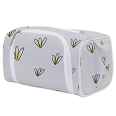 Pattern Leaves Daisies Print Toiletries Pouch by Cemarart