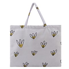 Pattern Leaves Daisies Print Zipper Large Tote Bag by Cemarart